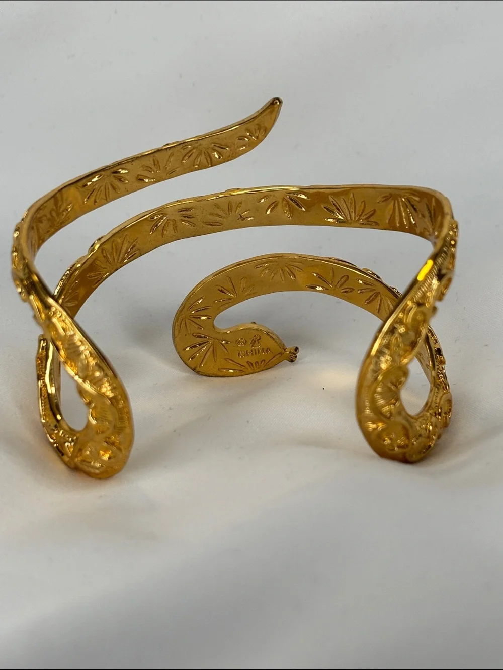 Rachel Zoe Gold-Plated Serpent Wrap Bracelet with Green Stones